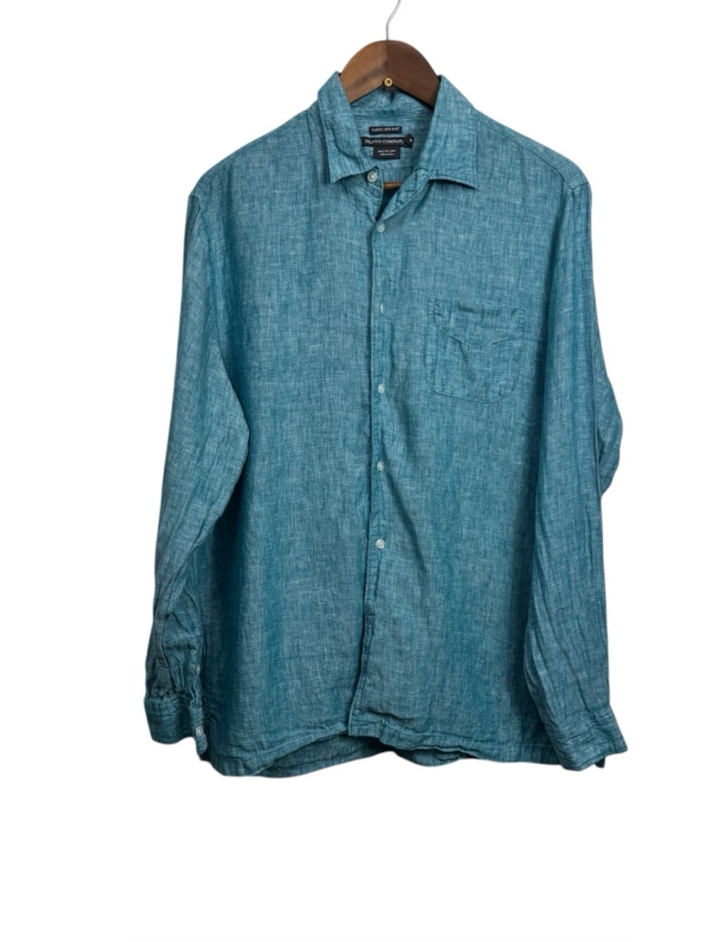 Island Company Blue Classic Linen Button Down Shirt Medium